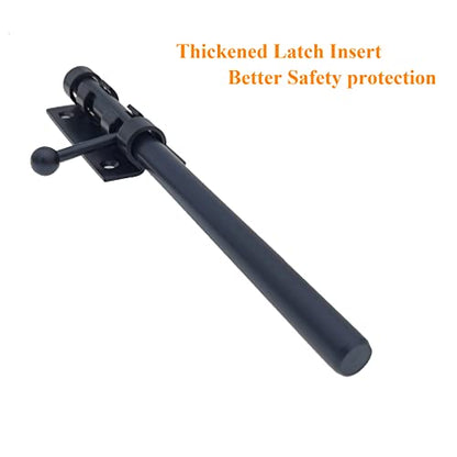 12in Slide Bolt Gate Latch 304 Stainless Steel Barrel Bolt Latch Heavy Duty Door Security Lock Thickened Door Latches Hardware with Mounting Screws for Barn Fence Shed Basement - color: 12in Black