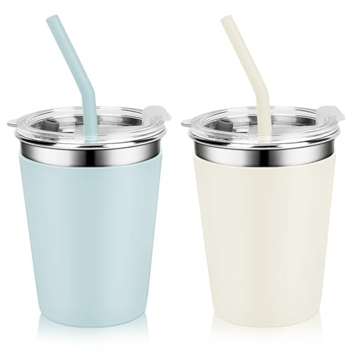 Yummy Sam 12 OZ Stainless Steel Kids Cups for Cold Hot Drink, Yellow Green | Spill Proof Unbreakable Toddler Smoothie Cups, Water Drinking Tumblers for Children Adult School Outdoor Home Use - color: Yellow Green