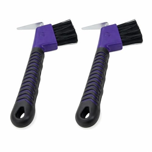 Intrepid International Rubber Handle Hoof Pick with Brush - 2 Pack - Purple - color: Purple