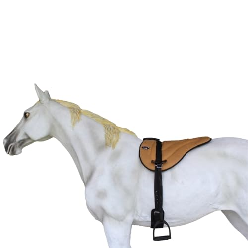 CHALLENGER Western Lightweight Neoprene Padded Bareback Saddle Pad with Stirrups & Cinch – Contoured Synthetic Suede Top, Non-Slip Neoprene Bottom – 23" x 30" - color: Tan