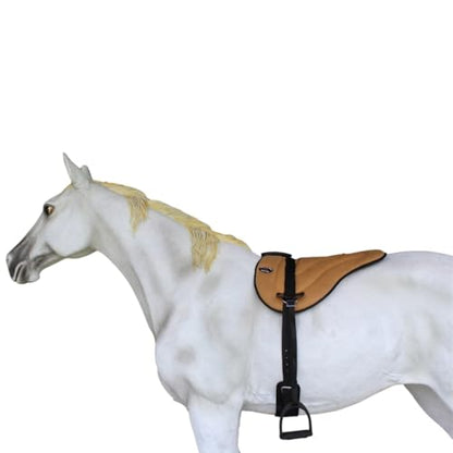 CHALLENGER Western Lightweight Neoprene Padded Bareback Saddle Pad with Stirrups & Cinch – Contoured Synthetic Suede Top, Non-Slip Neoprene Bottom – 23" x 30" - color: Tan