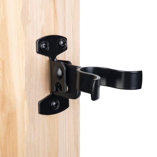HILLMASTER 1-3/8" Flat Back Wall Mount Chain Link Fork Latch, Black Gate Fork Latch with Padlock Hole,Fence Latch Lock with Screws,Bolts,Gate Hardware Gate Latches for Outdoor Wooden Gates, 1 Pack - size: 1 Piece