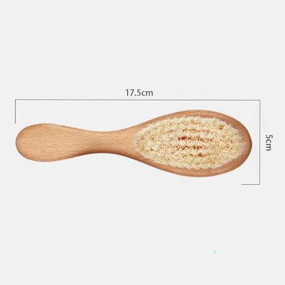 Wooden Handle And Super Soft Goat Hair, Soft Baby Brush For Newborns And Toddlers