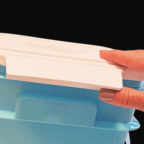 House Naturals 4 Gallon Square Food Grade Bucket Pail with Plastic Handles and Lid (Pack of 3) Made in USA containers (Aqua-White lids) - color: Aqua-white Lids