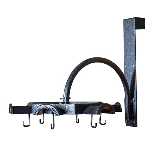 EASY-UP Pro Non-Slip Carousel Tack Rack with Hooks | Color Gray Armor | Enhanced Tack Room Organization | Convenient Carousel Design | Non-Slip Racks