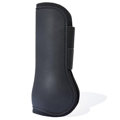 HORZE Adepto Open Front Tendon Boots | Durable Shell with Neoprene Lining - Black - Cob - color: Black, size: Cob