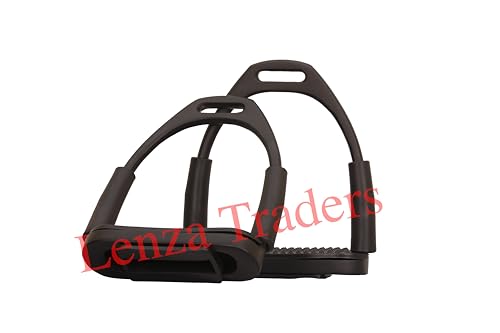 Black Matte Flexible Stirrups Safety Horse Riding Bendy Flex Irons S Steel, Flexible Safety Stirrups, Black Flexible English Bendy Horse Stirrups - size: 4" inch