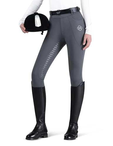 Women's Horse Riding Pants with Full Seat Silicone Grip - color: Grey, size: Small
