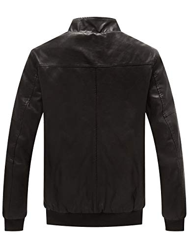 WenVen Men's Stand Collar Fleece Lined Faux Leather Jacket Warm Winter Coat | Bomber Outerwear - color: Grey, size: X-Large