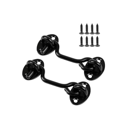 2 Pcs Barn Door Lock, 4 inch Steel Hook and Eye Latch for Door, Black - size: 4 Inch