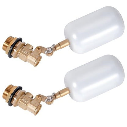2 Pack 3/4 inch Brass Water Float Valve Pool Auto Fill Float Valve | Garden Hose Float Valve with Adjustable Arm, Water Level Control for Water Trough,Fountains,Water Tank,Ponds,Pool,Aquariums - color: 3/4 in