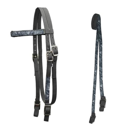 Tahoe Tack Overlay Printed Nylon Western Browband Headstall with Matching Split Reins 1 Year Warranty - color: Paisley, size: Pony