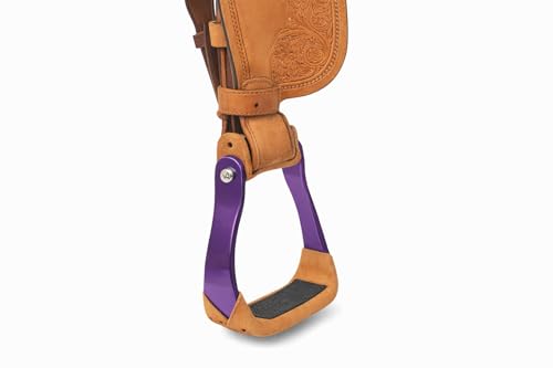 CHALLENGER Horse 4-3/4" Western Saddle Barrel Racing Lightweight Aluminium Stirrups 5181 - color: Purple