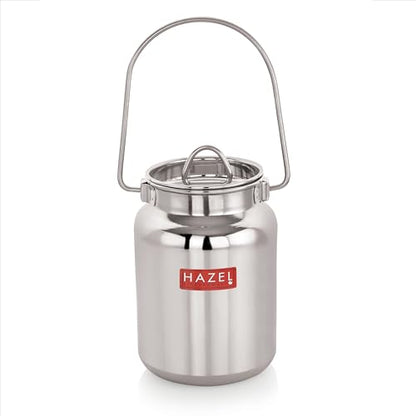 HAZEL Milk Can with Airtight Lid and Handle | Stainless Steel Grease Oil Pot | Milk Kitchen Storage Container - size: 169 Fl.Oz