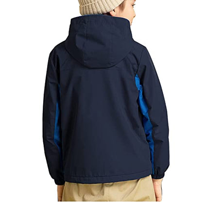 YINGJIELIDE Boy's Waterproof Ski Jacket,Kids Outdoor Snowboarding windproof Jacket,Fleece Lined Hooded,Warm Winter Snow Coat - color: Navy, size: 13 Years