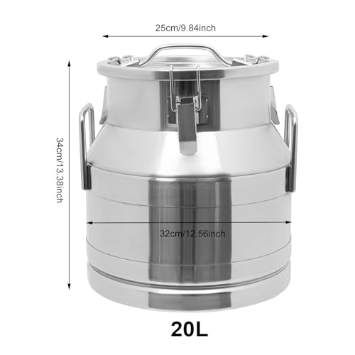 20L Stainless Steel Milk Can, Heavy Duty Food Storage & Transport Container for Dairy, Wine, Grains, Ideal for Home, Farm & Commercial Use, With a Faucet - size: 5.28Gallon