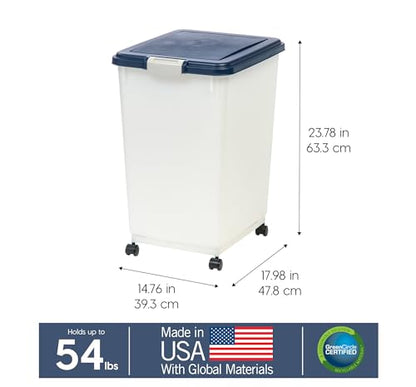 IRIS USA Dog Food Storage Container, Up to 54 lbs, Navy, Made in USA - color: Navy, size: 54 lbs