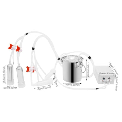 Electric Cow Milking Machine 2-in-1 Portable Rechargeable Goat Milker Adjustable Suction Pulsation Vacuum Pump Electric Milker for Goats and Cows with Stainless Bucket (5L) - size: 5L