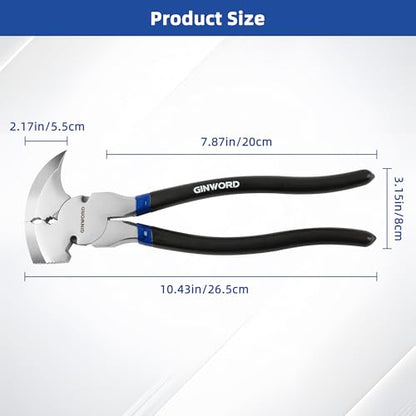 Fencing Pliers,10.4 Inch Multi Fence Tool,Hammer Head, Wire Cutter Heavy Duty Fence Pliers,Nail Puller Pliers,Staple Puller,Fence Cutting Tools