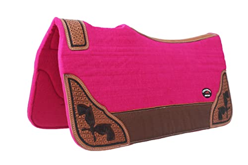 CHALLENGER Horse 32" x 30" Western Contoured Wool Felt Therapeutic Saddle Pad Pink 39208PK