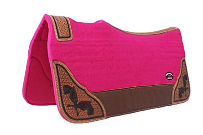 CHALLENGER Horse 32" x 30" Western Contoured Wool Felt Therapeutic Saddle Pad Pink 39208PK