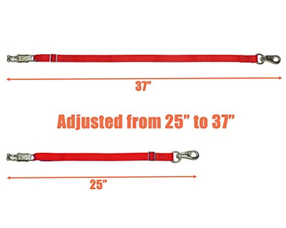 Adjustable Trailer Tie （2 Pack）-Horse Trailer Nylon Strap Tie，Adjusted from 25 to 37” - color: Red