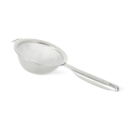 Calphalon Prime 5-Inch Stainless Steel Hand Strainer, Fine Mesh Kitchen Sieve for Draining, Rinsing, Sifting Flour, Straining Tea, Pasta & Food Prep - color: Stainless Steel (Prime - Strainer)