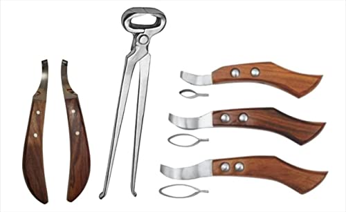 Hoof Nipper 15" Vanadium Steel Farrier Tool with Farrier Loop Knives & De Knives Hoof Knife Set – Professional Horse Hoof Trimming & Hoof Care Kit for Farriers and Equine Grooming