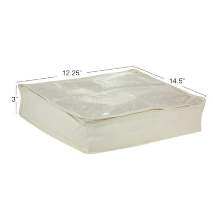 Household Essentials Canvas Sweater Storage Bags 2 Pack, Breathable Under Bed & Closet Organizer with Clear Window & Zipper, Soft-Sided Storage for Sweaters, Blankets & Linens - size: 2-Pack, style: Sweater Storage Bag
