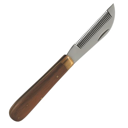 Mane & Tail Comb for Horses – Heavy-Duty, Ergonomic Design with Fold-Up Thinning Comb for Easy Carry & Wooden Handle – Ideal for Gentle Detangling, Grooming, and Equine Hair Care - size: One Size (Wooden Handle)