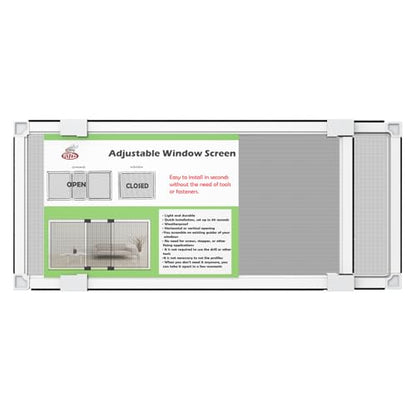 FLYZZZ Adjustable Window Screen for Hung Windows, White Expandable Horizontal Sliding Screen, 10" H x 19-36" W with Black Fiberglass Mesh Removable Window Screen Replacement, 1-Pack - size: S(10" H x 19-36" W)-1 Pack