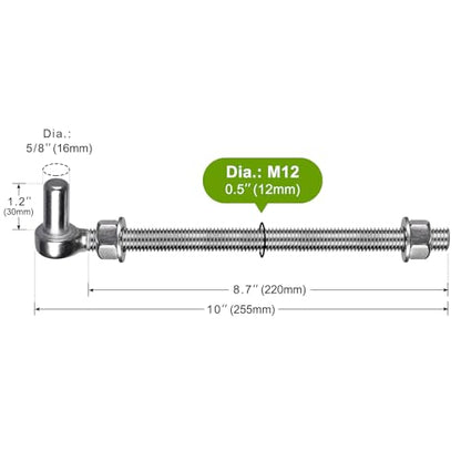 Insaga J Bolt Gate Hinge, 304 Stainless Steel Farm Gate Hinges, M12 x 10'' Gate Hinge Bolt 5/8'' for Chain Link Fence/Farm/Wooden Fence/Driveway, Supports up to 500lbs, 4pcs - color: M12-10''-4PCS