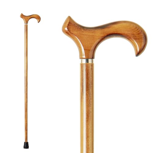 GUYUE Handmade Wooden Walking Cane for Men and Women Ergonomic Wood Cane for Seniors Better Rubber Tips - 37 Inches - color: yellow