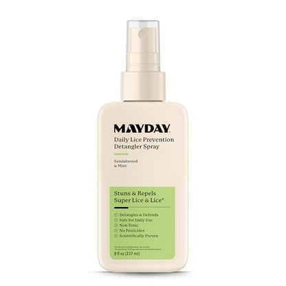 MAYDAY Daily Lice Prevention Detangler Spray 8oz, Sandalwood & Mint - style: Daily Lice - Detangler