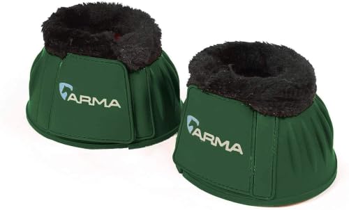 Shires Equestrian Equine Horse Arma Fleece Overreach Green Cob Bell Boots - color: Green, size: Cob