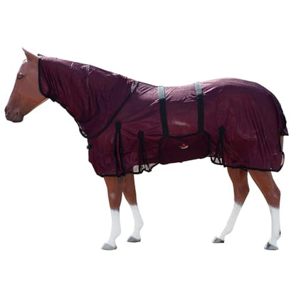 HILASON Horse Fly Sheet Breathable Mesh UV Protection Mosquito Bug Summer - color: Wine, size: 81 In