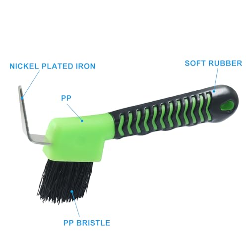 Litoexpe 1 Pcs Green Horse Hoof Pick with Brush - color: Green