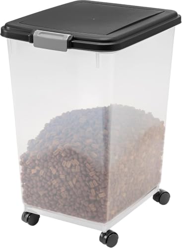 IRIS USA Dog Food Storage Container, Up to 54 lbs, Black, Made in USA - color: Black, size: 54 lbs
