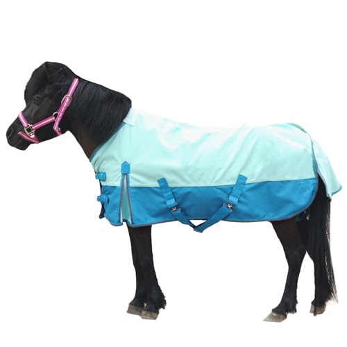 1200D Mini Horse/Pony Blanket 0g No-Fill Waterproof Turnout Sheet - color: Turquoise, size: 36"