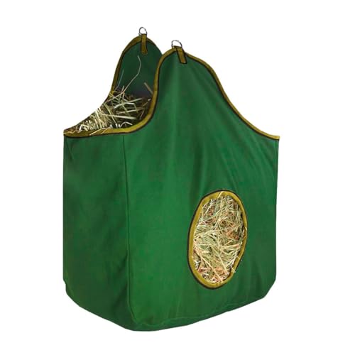 Tahoe Tack Pair of 2 Extra Wide 19" x 12" x 20" Canvas Hay Bags for Horses and Livestock Fits 3-4 Large Flakes of Hay (Hunter Green) - color: Hunter Green