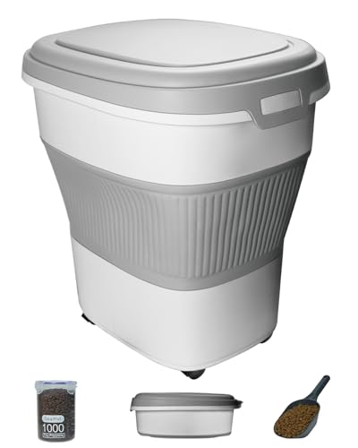28-30lbs Collapsible Dog Food Storage Container,Airtight Dog Food Container - color: Grey-30lbs