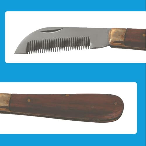 Mane & Tail Comb for Horses – Heavy-Duty, Ergonomic Design with Fold-Up Thinning Comb for Easy Carry & Wooden Handle – Ideal for Gentle Detangling, Grooming, and Equine Hair Care - size: One Size (Wooden Handle)