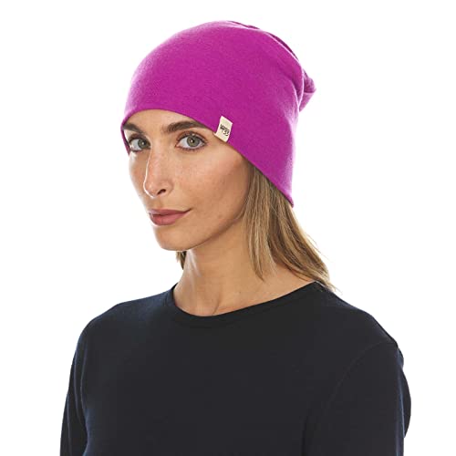 100% Merino Wool Cuff Beanie - Mens & Womens Warm Winter Hat - Watch Cap - Toque - Novelty Beanie - One Size Fits Most - color: Radiant Violet