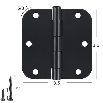 TDCHINGES 3 1/2" Matte Black Door Hinges 3.5" Rounded Flat 5/8" 30 Pack - color: Matte Black, size: 30 Pack