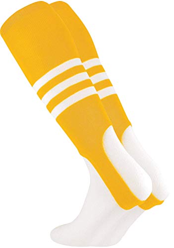 TCK Striped Baseball Stirrups - 7 Inch Cut USA Made - color: Gold/White, size: Large