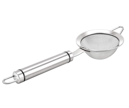 3.3inch 304 Stainless Steel Fine Mesh Strainer for Kitchen, Colander-Skimmer with Handle, Metal Sieves Sifters - size: 3.3inch