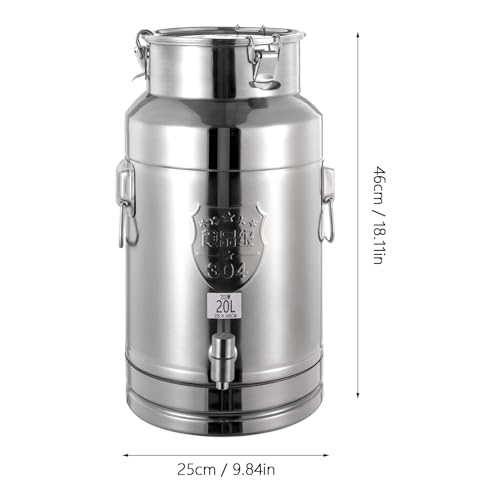 20L/5gal Stainless Steel Water Dispenser, Beverage Drink Dispenser with Spigot and Lid, Tabletop Liquid Storage Barrel for Grease, Ghee, Milk, Coffee - size: 676.3 Ounces