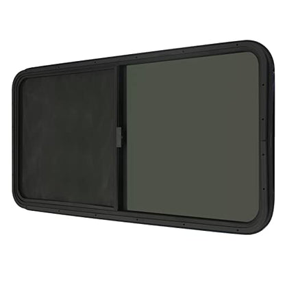 Vertical Sliding Black RV Window for Teardrop, Cargo, Horse Trailer, Marine Camper Window Replacement,24" Wide x 20" Tall - size: 24"x20"