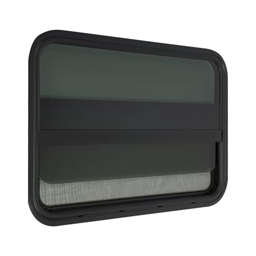 Vertical Sliding Black RV Window for Teardrop, Cargo, Horse Trailer, Marine Camper Window Replacement,30" Wide x 20" Tall, 2 Pack (30"x20") - size: 30"x20"