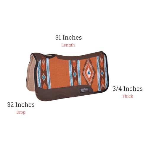 Reinsman APEX Ranahan Wool Soft Breathable Shock-Absorbing Fleece-Lined Moisture-Wicking Contoured Back Protection Wither Relief Horse Riding Saddle Pad - color: Brown
